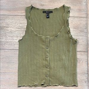 Forever 21 Olive Green Ribbed Tank Top